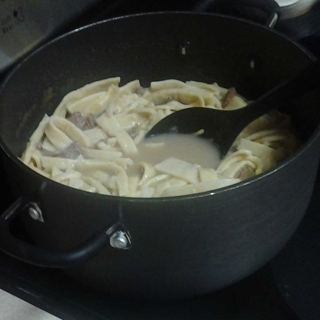 A pot full of noodles